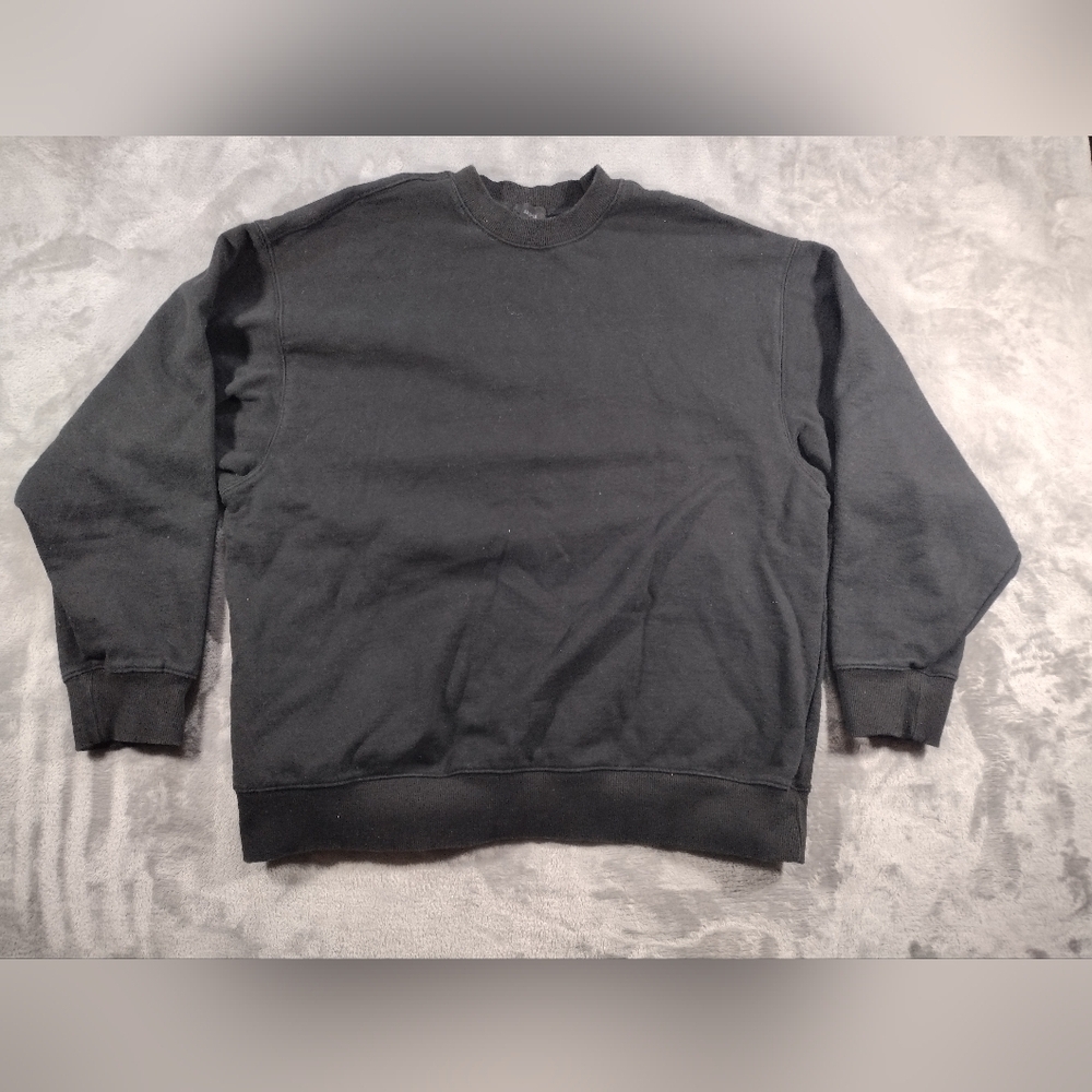 SKIMS Cotton Fleece Classic Crew Sweatshirt Onyx size MEDIUM